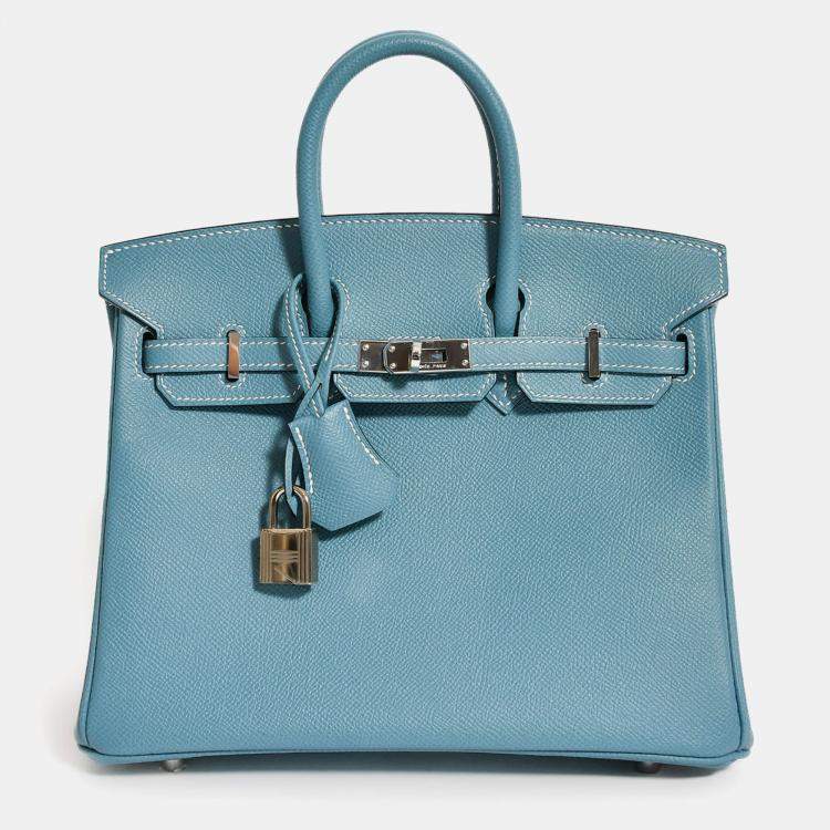 Pre Owned Hermes 2014 Blue Jean Epsom Leather Birkin 25