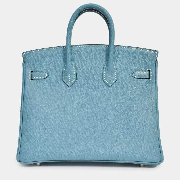Pre Owned Hermes 2014 Blue Jean Epsom Leather Birkin 25