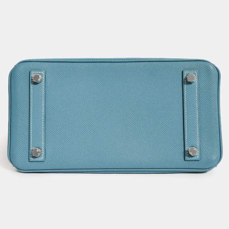 Pre Owned Hermes 2014 Blue Jean Epsom Leather Birkin 25