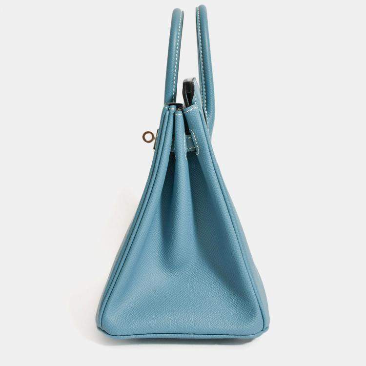 Pre Owned Hermes 2014 Blue Jean Epsom Leather Birkin 25