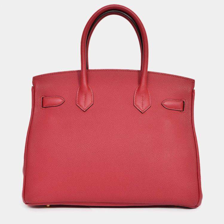 Pre Owned Hermes 2016 Rouge Clemence Leather Birkin 30 GHW