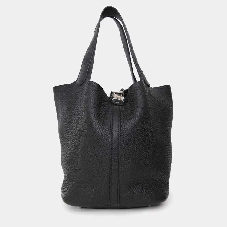 Pre Owned Hermes 2024 Black Clemence Picotin Lock 22 SHW