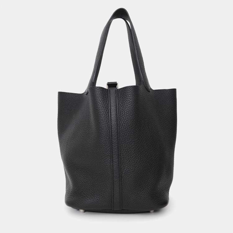 Pre Owned Hermes 2024 Black Clemence Picotin Lock 22 SHW