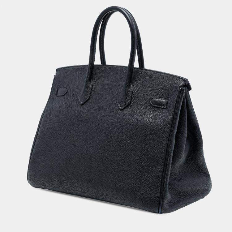 Pre Owned Hermes Blue Togo Birkin Retourne 35