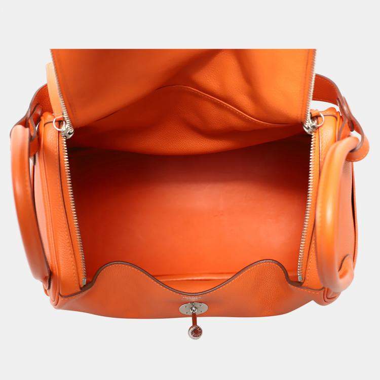 Pre Owned Hermes Lindy 30 Leather Orange Bag