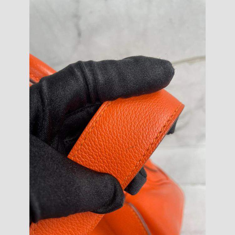 Pre Owned Hermes Lindy 30 Leather Orange Bag
