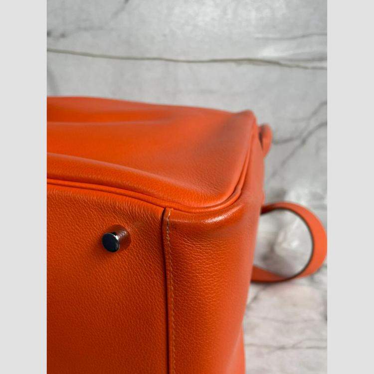 Pre Owned Hermes Lindy 30 Leather Orange Bag