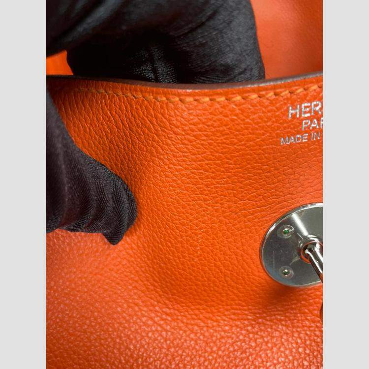 Pre Owned Hermes Lindy 30 Leather Orange Bag