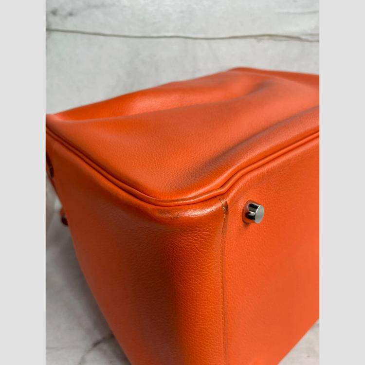 Pre Owned Hermes Lindy 30 Leather Orange Bag