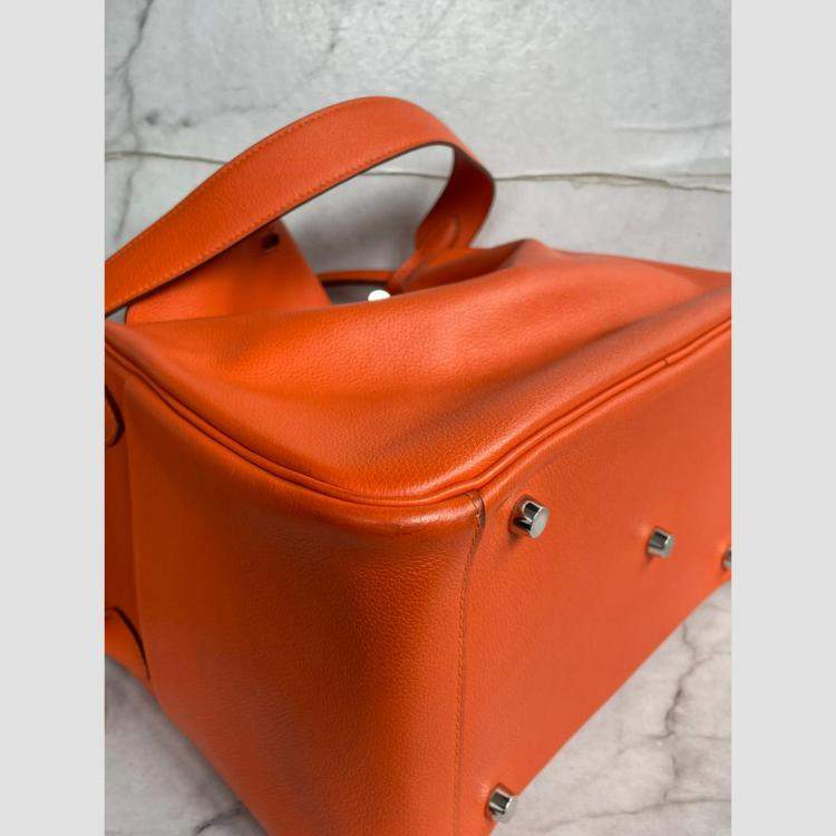 Pre Owned Hermes Lindy 30 Leather Orange Bag