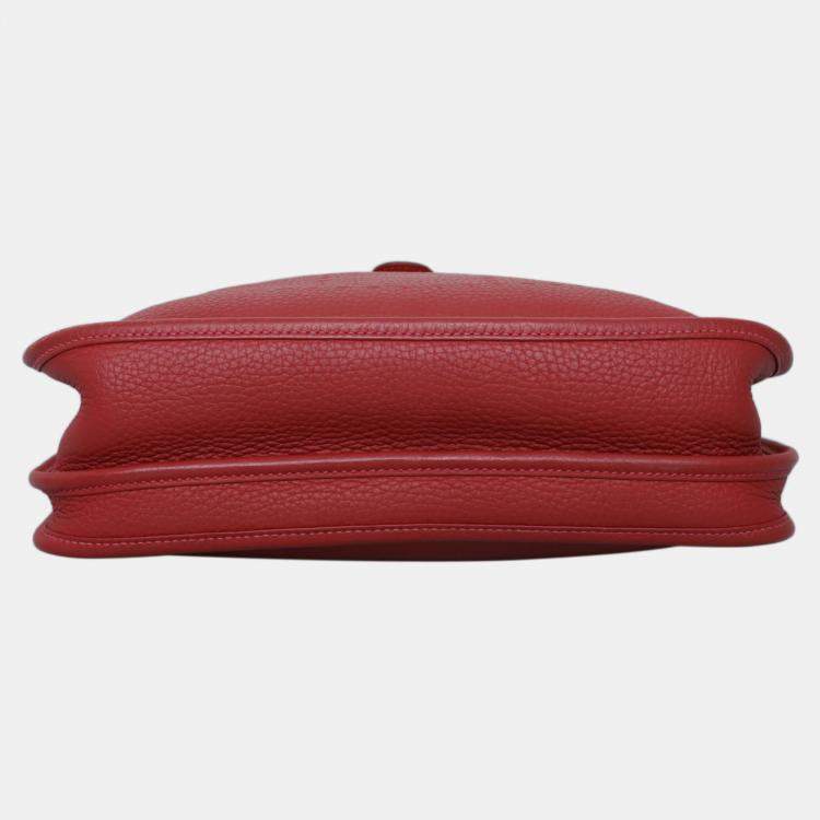 Pre Owned Hermes Red Leather Evelyne 29 Bag