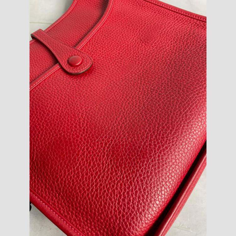 Pre Owned Hermes Red Leather Evelyne 29 Bag