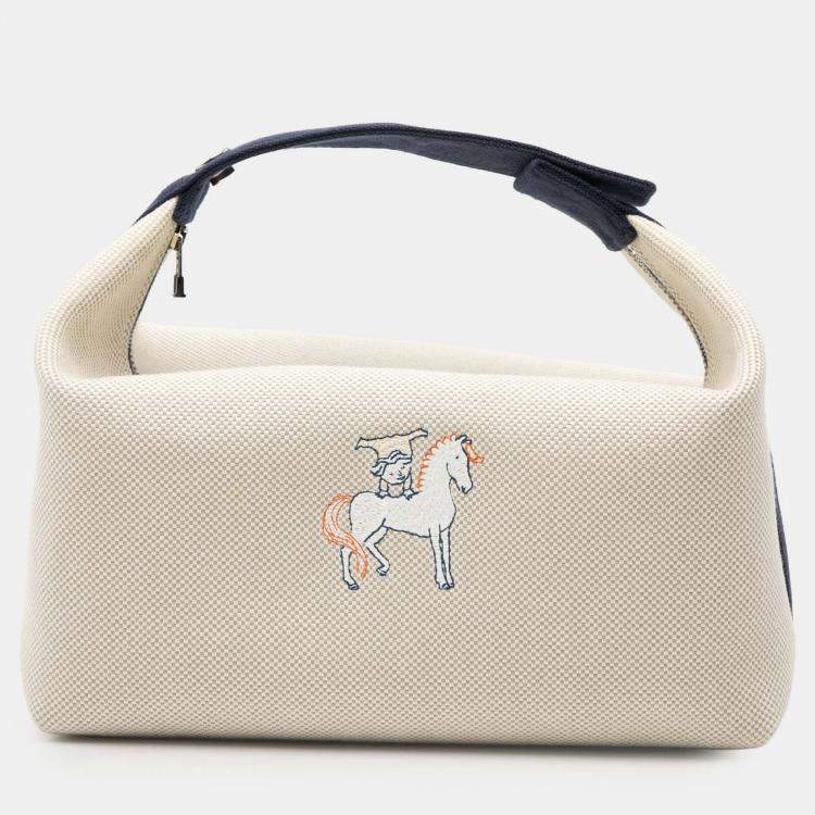 Pre Owned Hermes Brown Large Toile Bride A Brac Cabriole Case