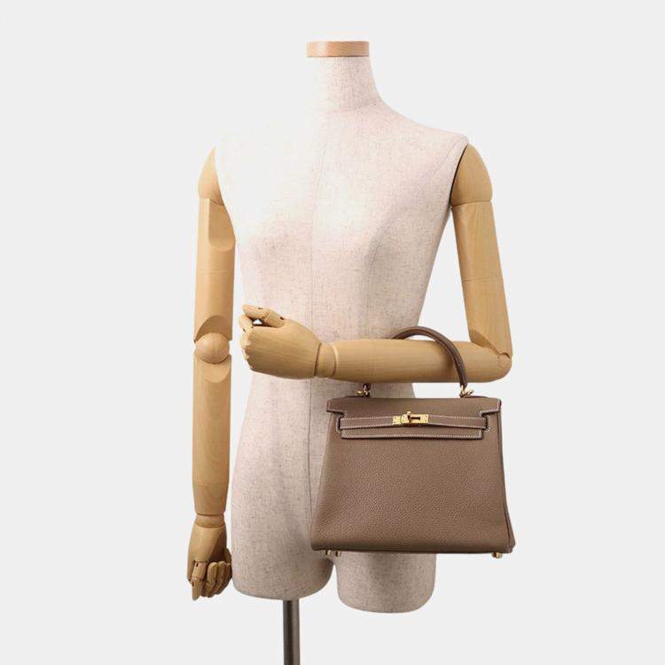 Pre Owned Hermes Kelly Retourne Etoupe Togo Leather Size 25