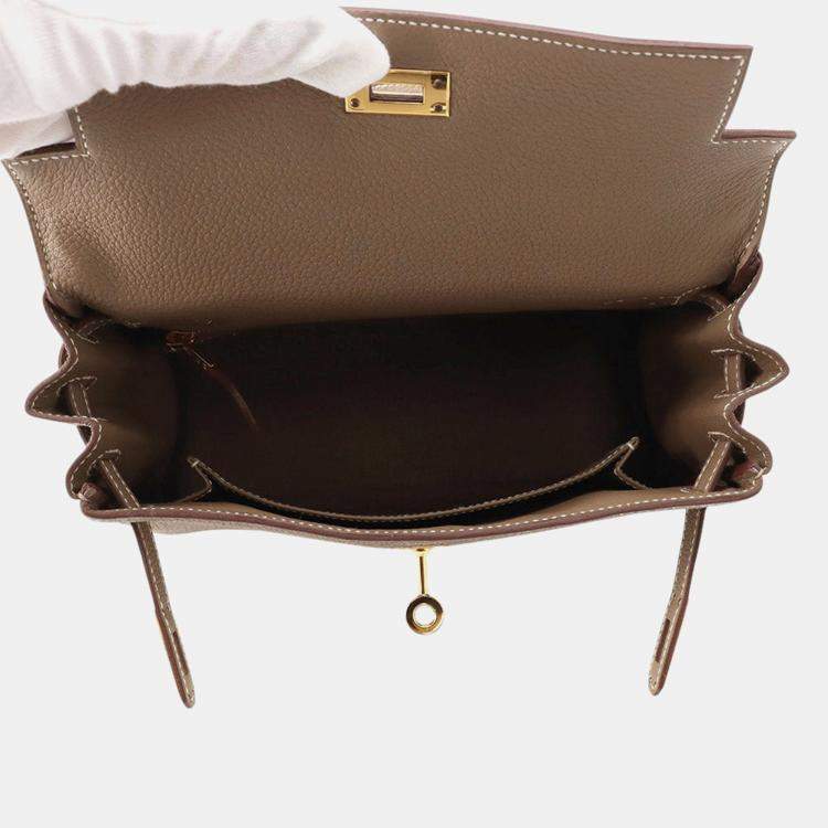 Pre Owned Hermes Kelly Retourne Etoupe Togo Leather Size 25