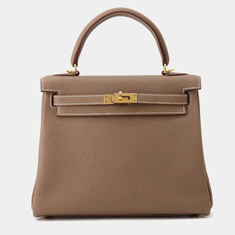 Pre Owned Hermes Kelly Retourne Etoupe Togo Leather Size 25