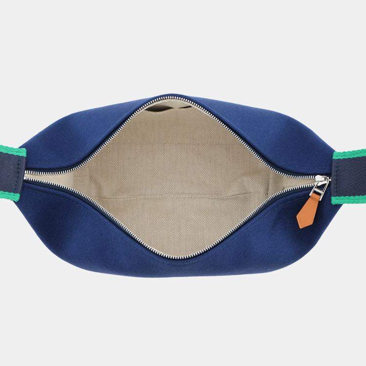 Pre Owned Hermes Brid A Black Marine Canvas Size Pm