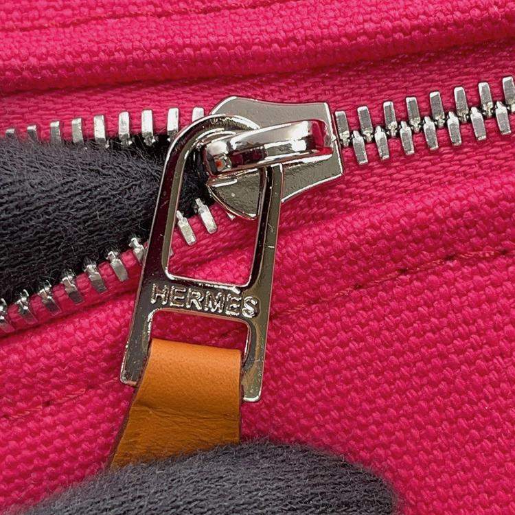 Pre Owned Hermes Brid A Black Hibiscus Canvas Size Pm