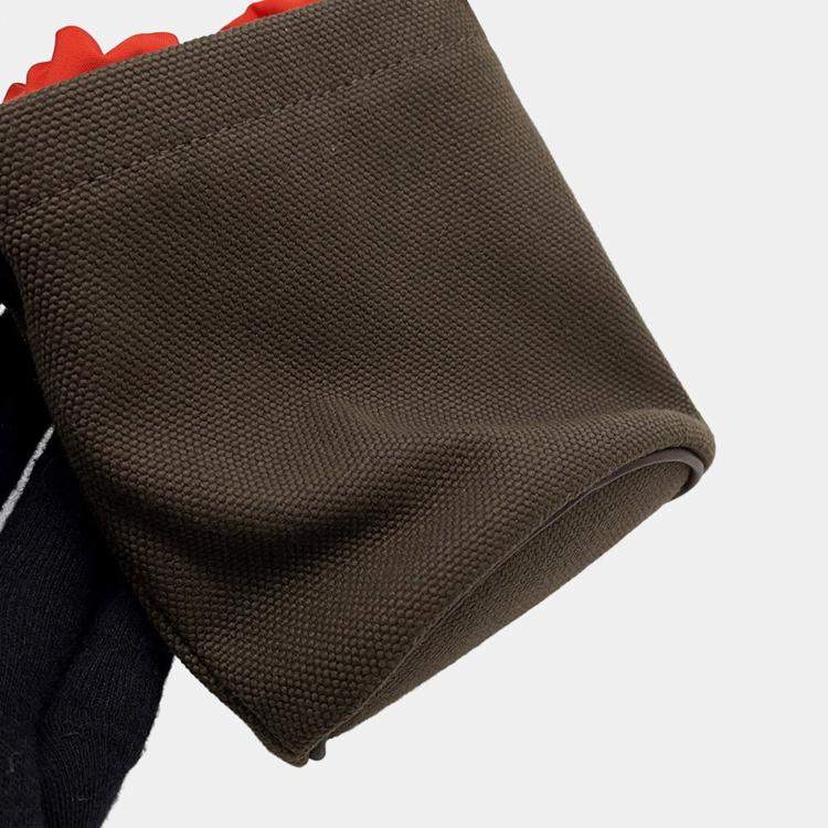 Pre Owned Hermes Dog Treats Pouch On The Go Khaki/ Feu Coating Canvas