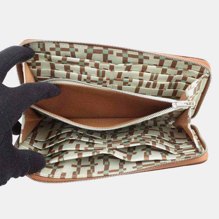 Pre Owned Hermes Azap Long Silk In Gold Epsom