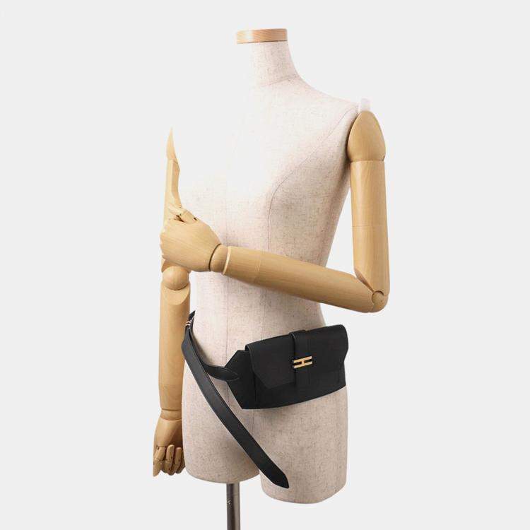 Pre Owned Hermes Elan Pocket Black Swift Leather