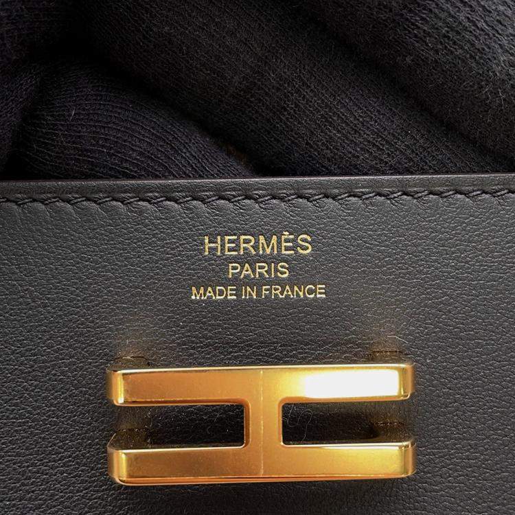 Pre Owned Hermes Elan Pocket Black Swift Leather