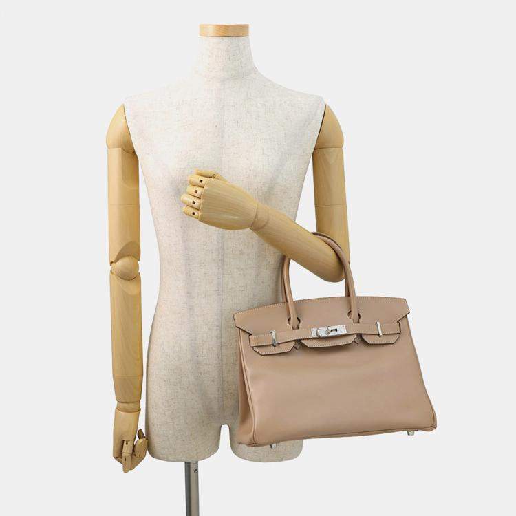 Pre Owned Hermes Birkin Argile Tadelakt Leather Size 30