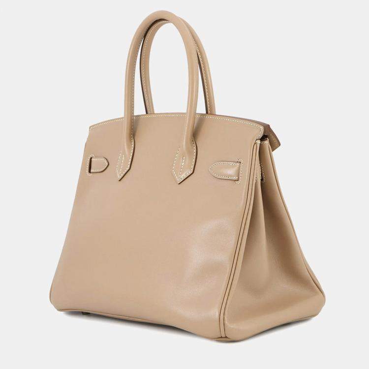 Pre Owned Hermes Birkin Argile Tadelakt Leather Size 30