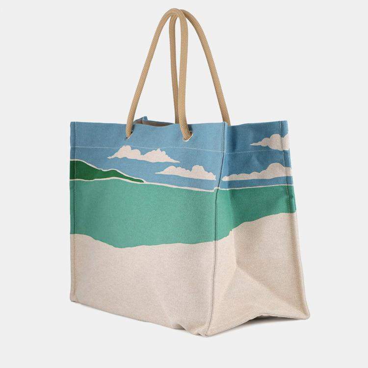 Pre Owned Hermes Escale  La Plage Beach Bag Gold/Multicolor Toile H