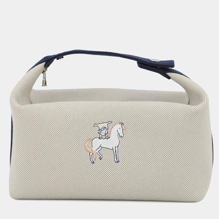 Pre Owned Hermes Bride A Brac Cabrio Grease Pail Canvas Size Gm