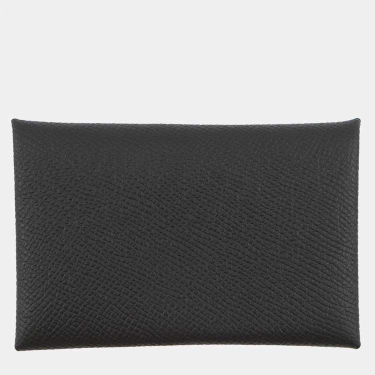 Pre Owned Hermes Calvi Black Epsom Wallet