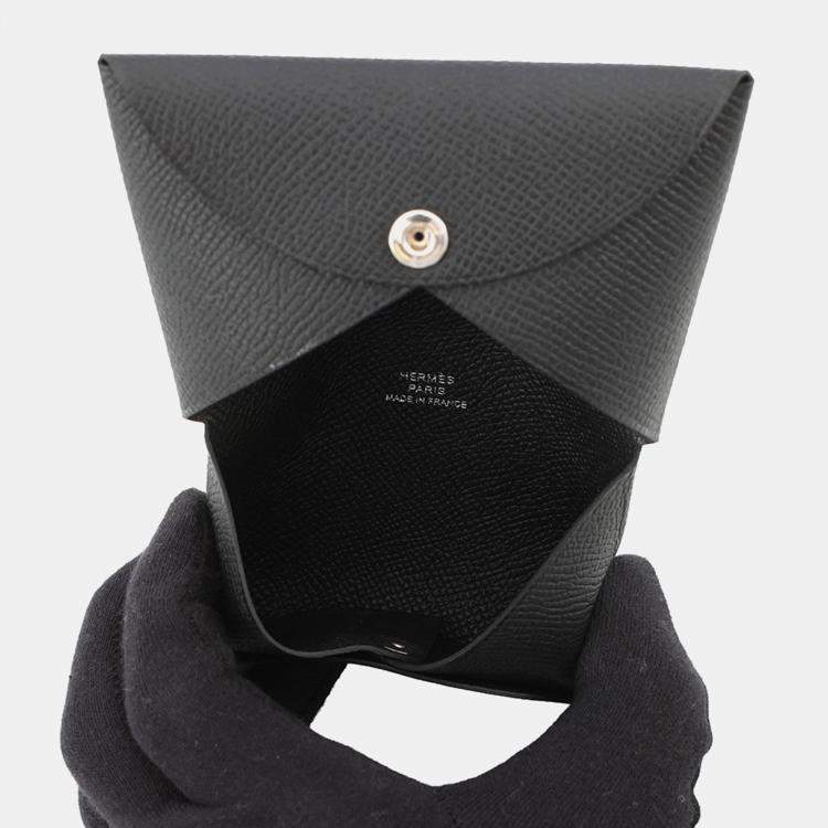Pre Owned Hermes Calvi Black Epsom Wallet