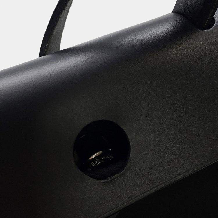 Pre Owned Hermes Herbag Black Toile Officier Vache Hunter Leather Size Pm