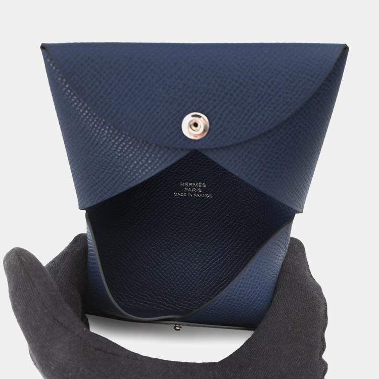 Pre Owned Hermes Calvi Blue Navy Epsom