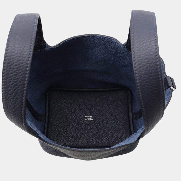 Pre Owned Hermes Picotin Lock Blue Nuit Taurillon Clemence Size 18 