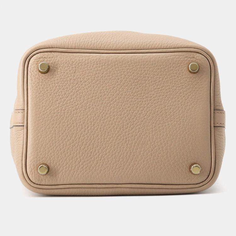 Pre Owned Hermes Picotin Padlock Beige Marfa Taurillon Clemence Size 18 