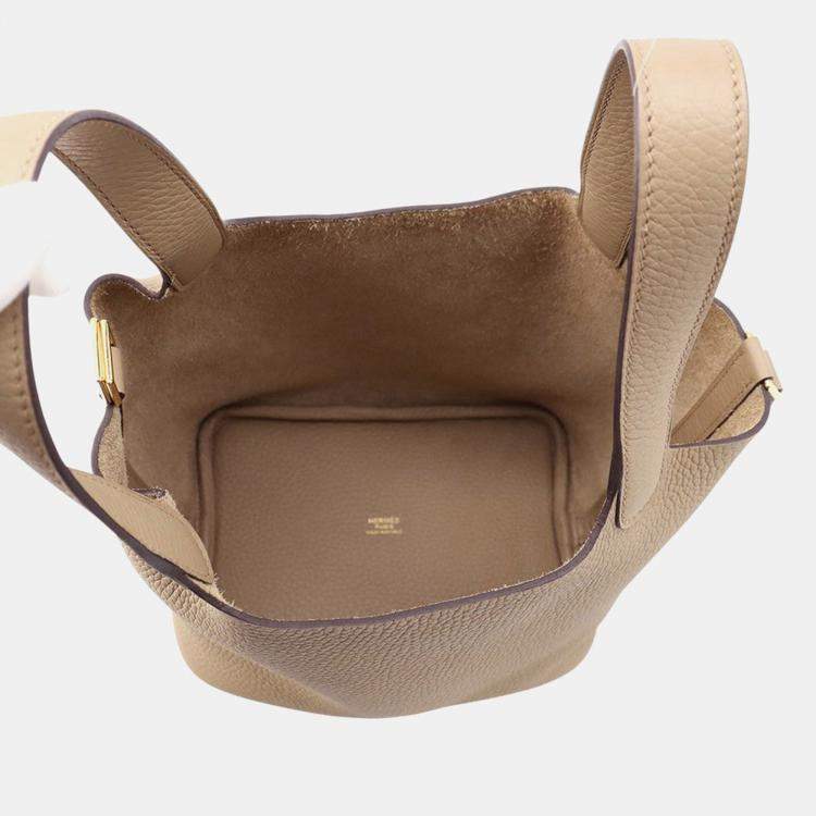 Pre Owned Hermes Picotin Padlock Beige Marfa Taurillon Clemence Size 18 