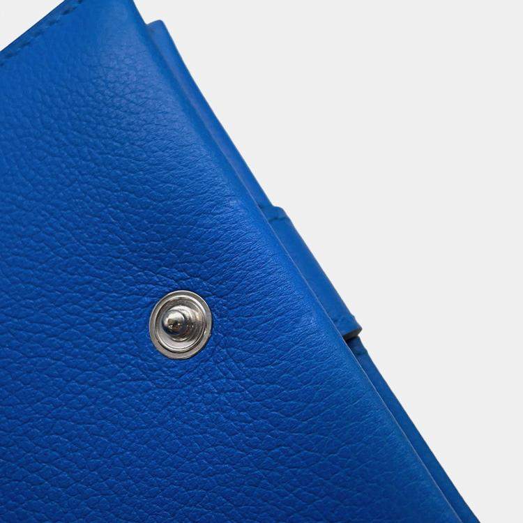 Pre Owned Hermes Rms Card Case Blue Royal/Black Evercolor