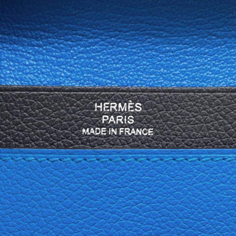 Pre Owned Hermes Rms Card Case Blue Royal/Black Evercolor