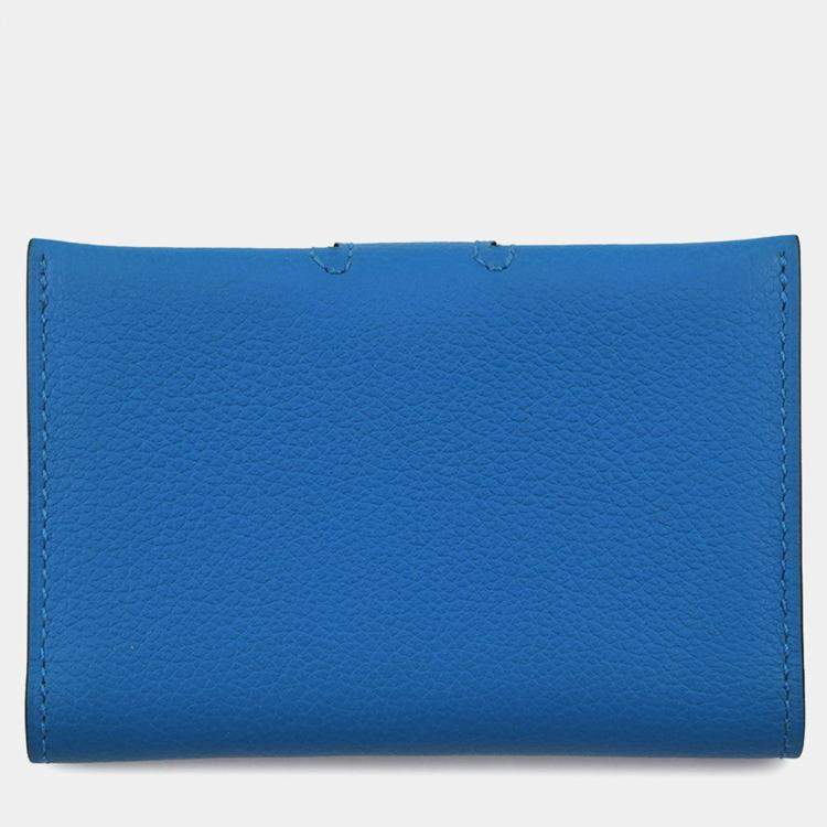 Pre Owned Hermes Rms Card Case Blue Royal/Black Evercolor