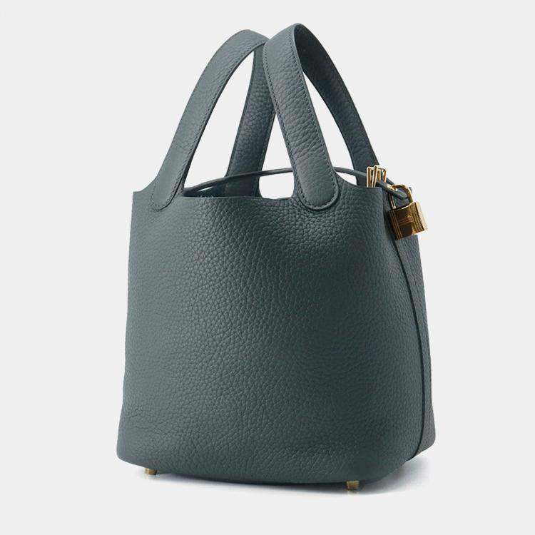 Pre Owned Hermes Picotin Lock Vert Mangrove Taurillon Clemence Size Pm