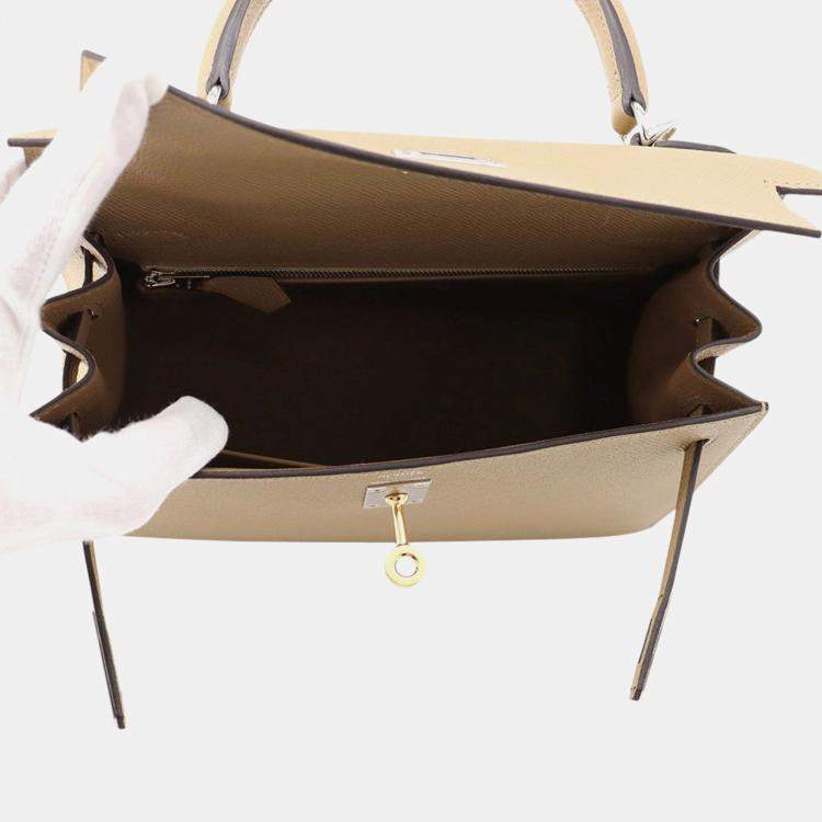 Pre Owned Hermes Kelly Sellier Poussiere Epsom Size 25