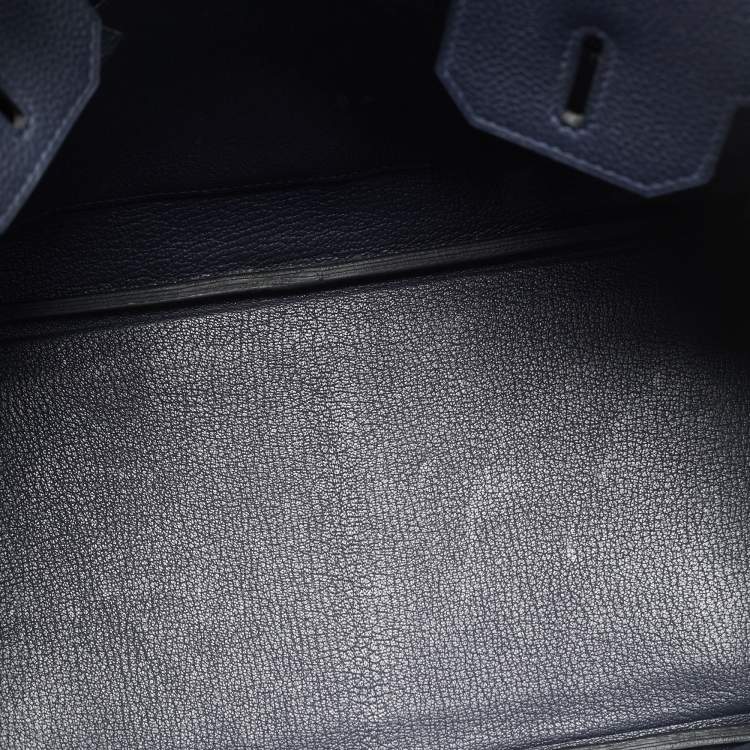 Pre Owned Hermès Birkin 30 Gold Finish Bleu Nuit Togo Leather Tote