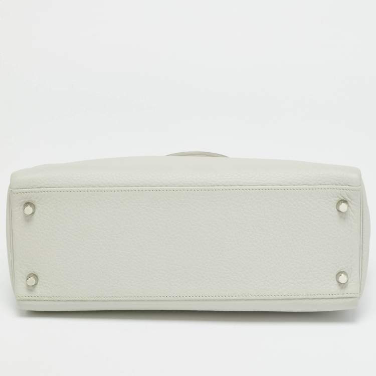 Pre Owned Hermès Kelly Retourne 32 Palladium Finish Gris Perle Taurillon Clemence Leather Top Handle Bag