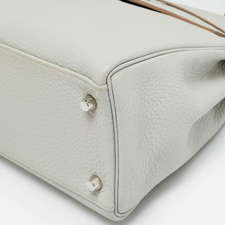 Pre Owned Hermès Kelly Retourne 32 Palladium Finish Gris Perle Taurillon Clemence Leather Top Handle Bag