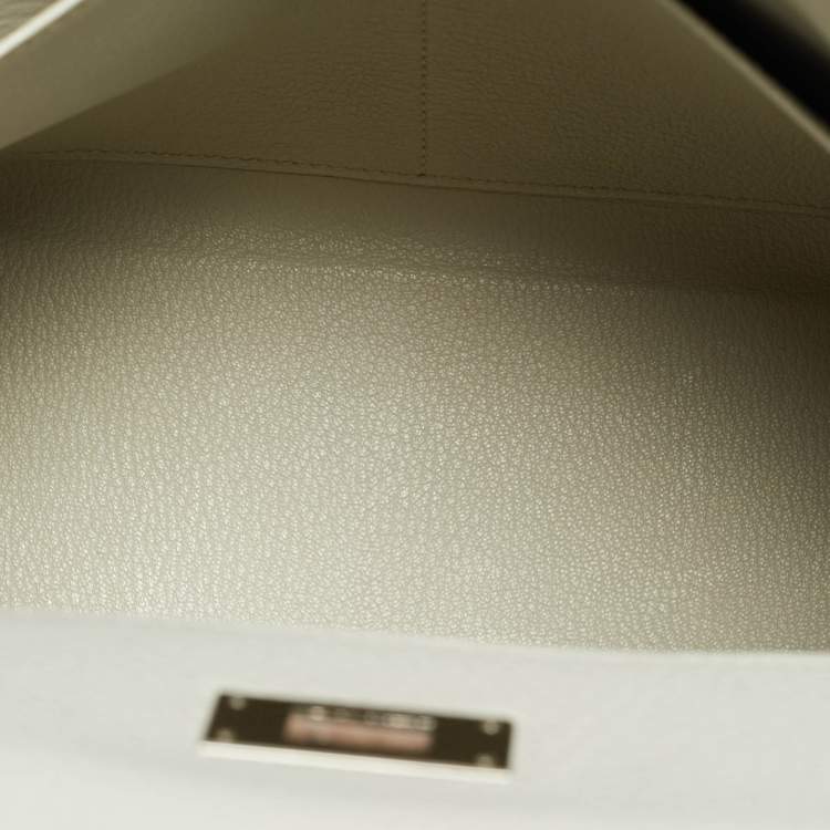 Pre Owned Hermès Kelly Retourne 32 Palladium Finish Gris Perle Taurillon Clemence Leather Top Handle Bag
