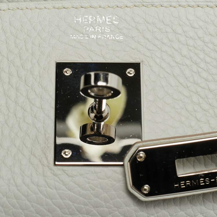 Pre Owned Hermès Kelly Retourne 32 Palladium Finish Gris Perle Taurillon Clemence Leather Top Handle Bag