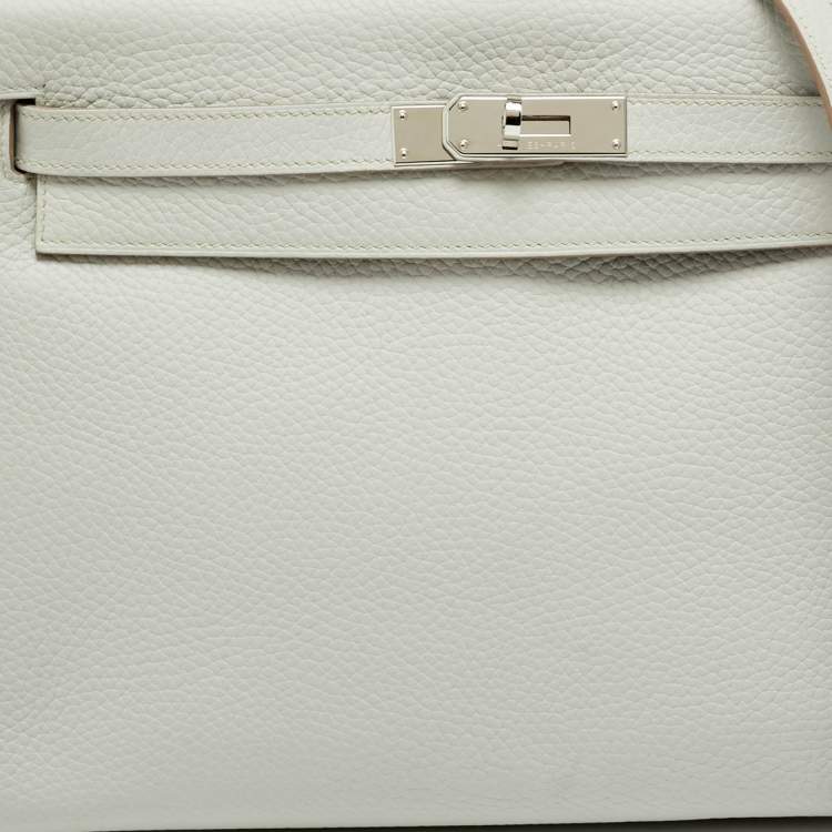 Pre Owned Hermès Kelly Retourne 32 Palladium Finish Gris Perle Taurillon Clemence Leather Top Handle Bag