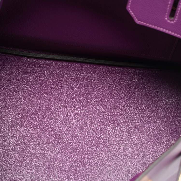 Pre Owned Hermès Birkin 35 Gold Finish Anemone Epsom Leather Tote