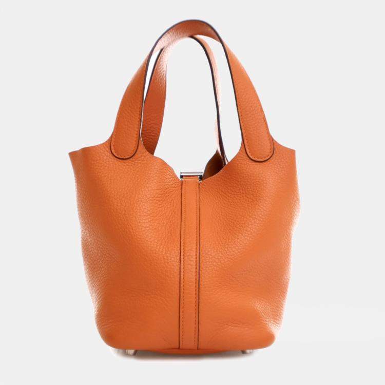 Pre Owned Hermes Orange Clemence Picotin Lock 18